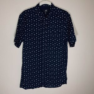 H&M Short Sleeve Polka Dot Button Down